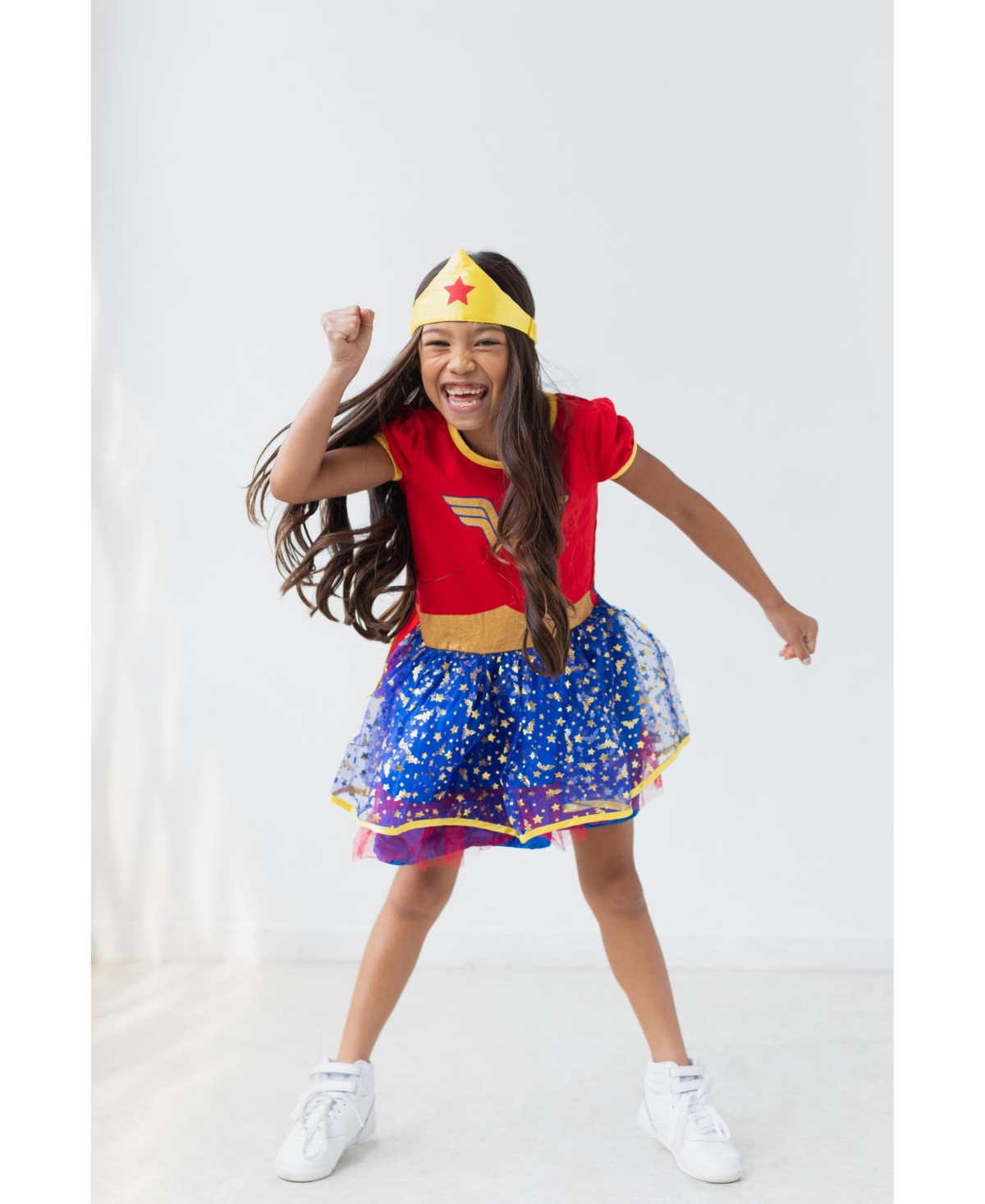 Justice League Wonder Woman Girls Cosplay Tulle Costume Dress Cape and Headband Infant to Big Kid