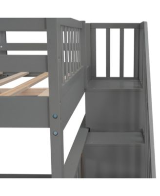Full-Over-Full Bunk Bed with Storage & Guard Rail