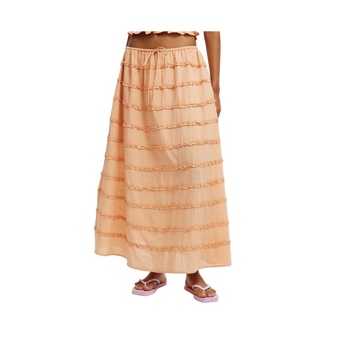 Women's Jet Set Tiered Maxi Skirt - Soft orange