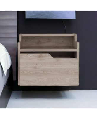 Modern Floating Nightstand with One Drawer – Faux Wood Design