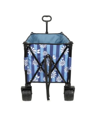 Heavy-Duty Folding Wagon Cart w/ Picnic Mat - Blue
