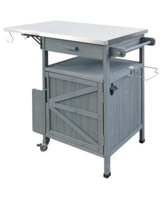 Outdoor Grill Cart with Stainless Steel Top & Storage