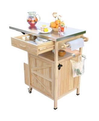 Outdoor Grill Cart with Stainless Steel Top & Storage
