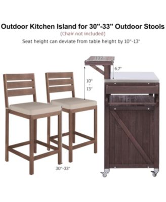 Outdoor Kitchen Island with Stainless Steel Top & Storage