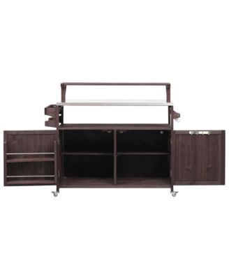 Outdoor Kitchen Island with Stainless Steel Top & Storage