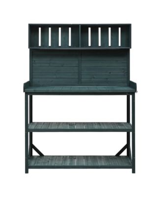 65" Rustic Farmhouse Potting Bench - Outdoor Workstation