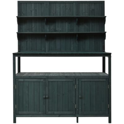 Forest Potting Bench with Hutch