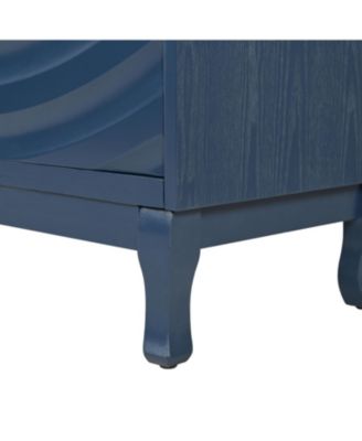 Navy Blue Sideboard with Wavy Doors & Arched Groove Design