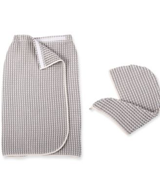 Yarn Dyed Waffle Unbleached Cotton Body and Hair Wrap Set