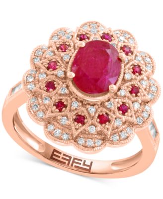 EFFY Collection - Ruby (1-1/2 ct. t.w.) & Diamond (3/8 ct. t.w.) Statement Ring in 14k Rose Gold