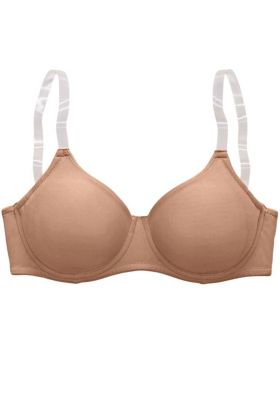 Women's B-DDD Clear Strap No-Padding Underwire T-Shirt Bra