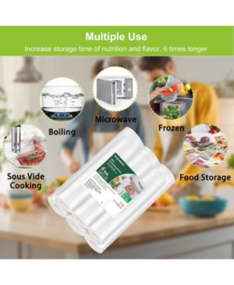 Bonsenkitchen Vacuum Sealer Rolls – 6 Pack (3x11"x20' + 3x8"x20'), BPA-Free, Durable, Custom Size Bags for Food Storage & Sous Vide Cooking
