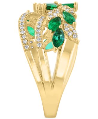 EFFY&reg; Emerald (1 ct. t.w.) & Diamond (1/4 ct. t.w.) Statement Ring in 14k Yellow Gold