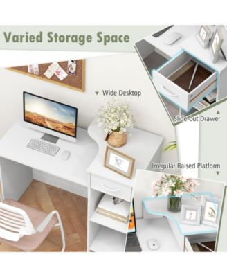 Computer Desk Modern Laptop PC Desk with Adjustable Shelf and Cable Hole