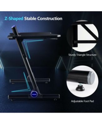 43.5 Inch Height Adjustable Gaming Desk with Blue LED Lights