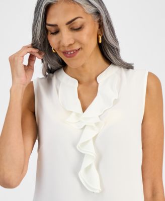 Women's Sleeveless Ruffle-Neck Blouse