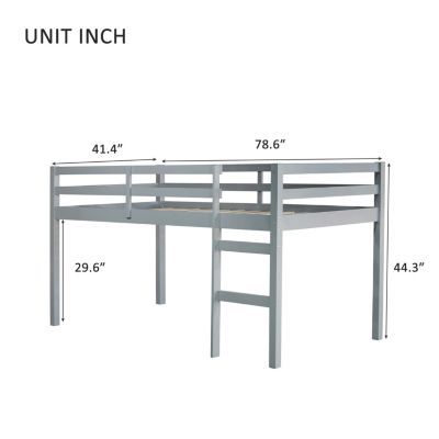 Twin Loft Bed with Sturdy Platform & Ladder - Grey