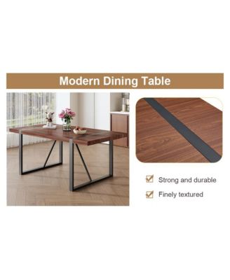 Industrial Walnut Table with 8 Brown Tech Fabric Chairs