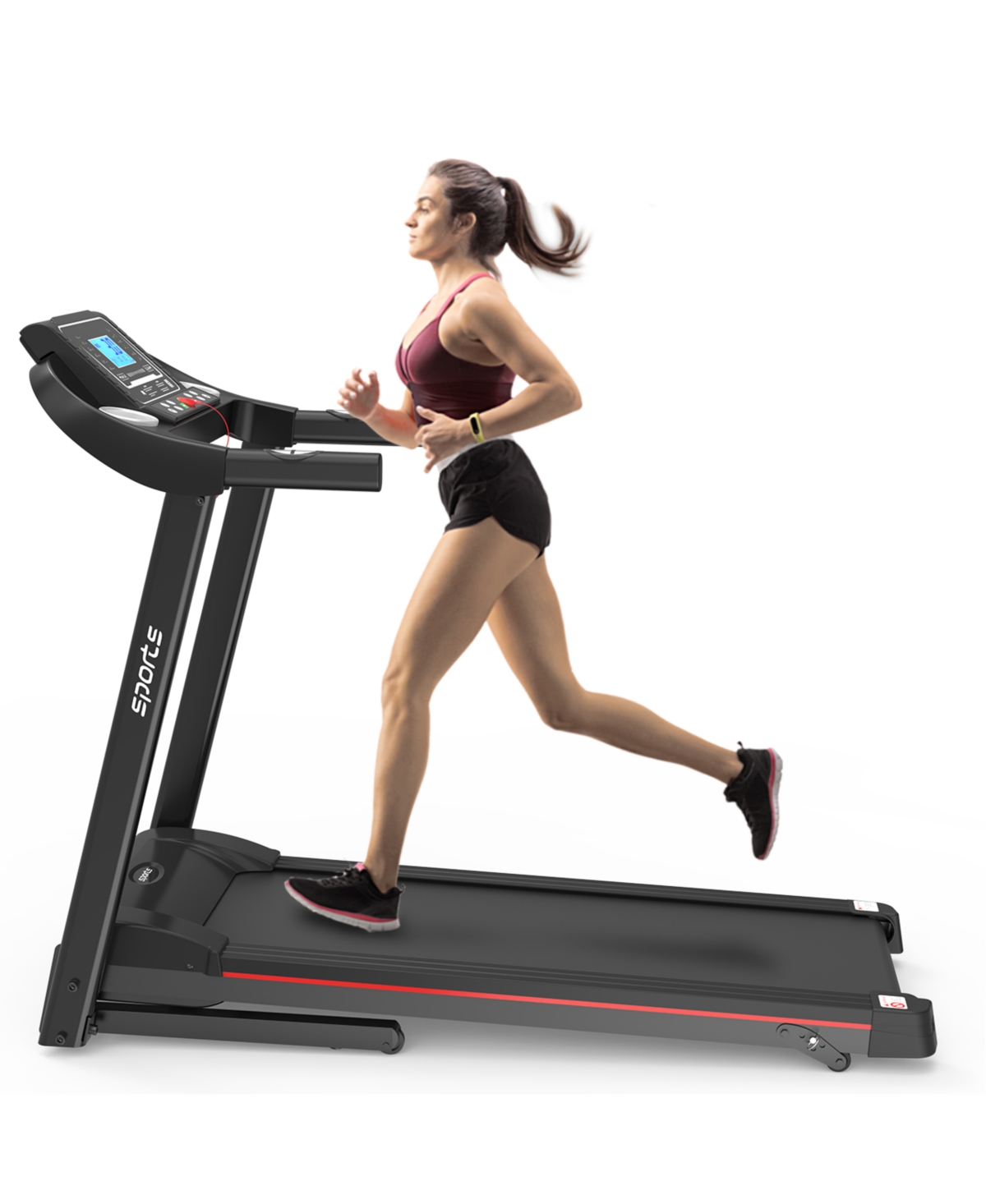 Electric Walking Running Treadmill Machine 5&#x22; Lcd Screen 250 Lb Capacity Bluetooth Music