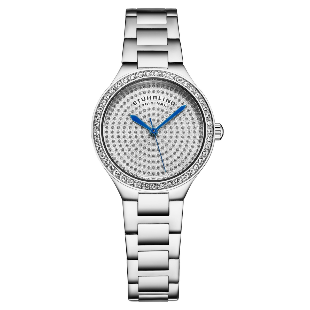 Original Women's Quartz Watch &#x2013; Silver Dial with Swarovski Crystals & Triple-Row Stainless Steel Bracelet - Silver