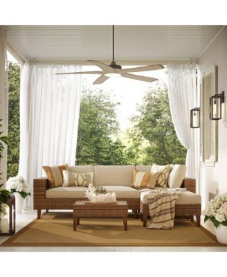 56" Mach 5 Indoor Outdoor Ceiling Fan 5 Blade LED Light Remote Control Matte Black Finish Distressed White Oak Blades Damp Rated