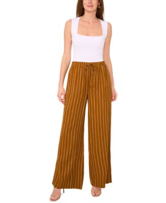 Women's Striped Drawstring-Waist Wide Leg Pants
