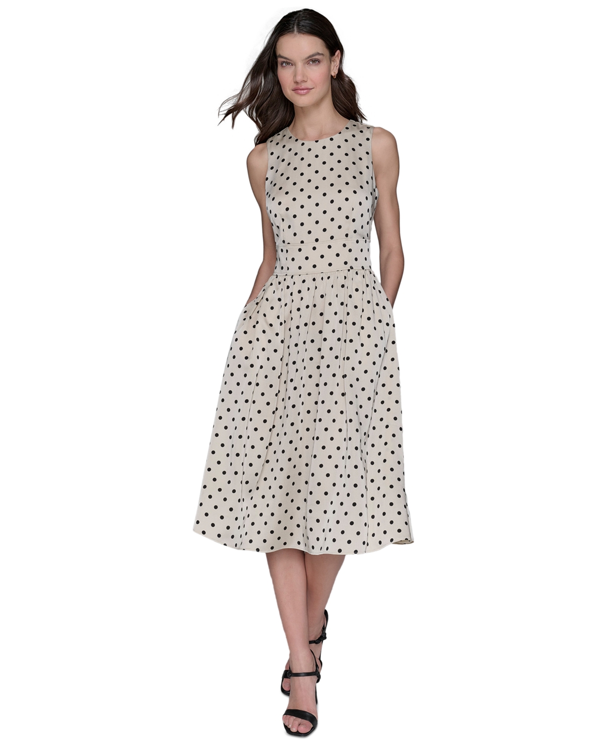 Karl Lagerfeld Printed Hammered Satin Midi Dress In Gray
