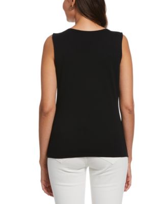 Petite Rib Sleeveless Tank Crew Neck Top