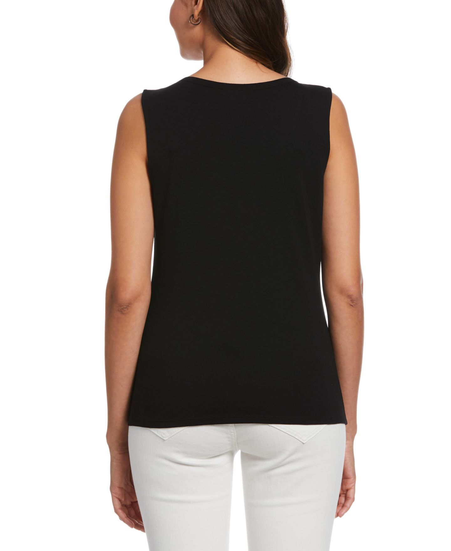 Женский топ Rafaella Petite Rib Sleeveless Tank Crew Neck, цвет: Чёрный — фото 2