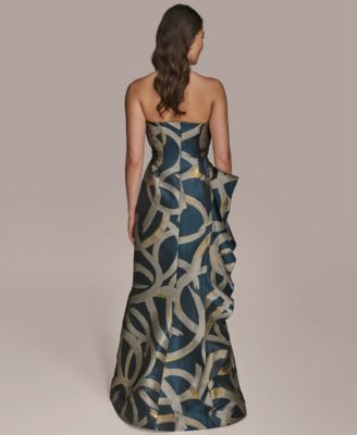 Women's Metallic-Print Strapless Gown
