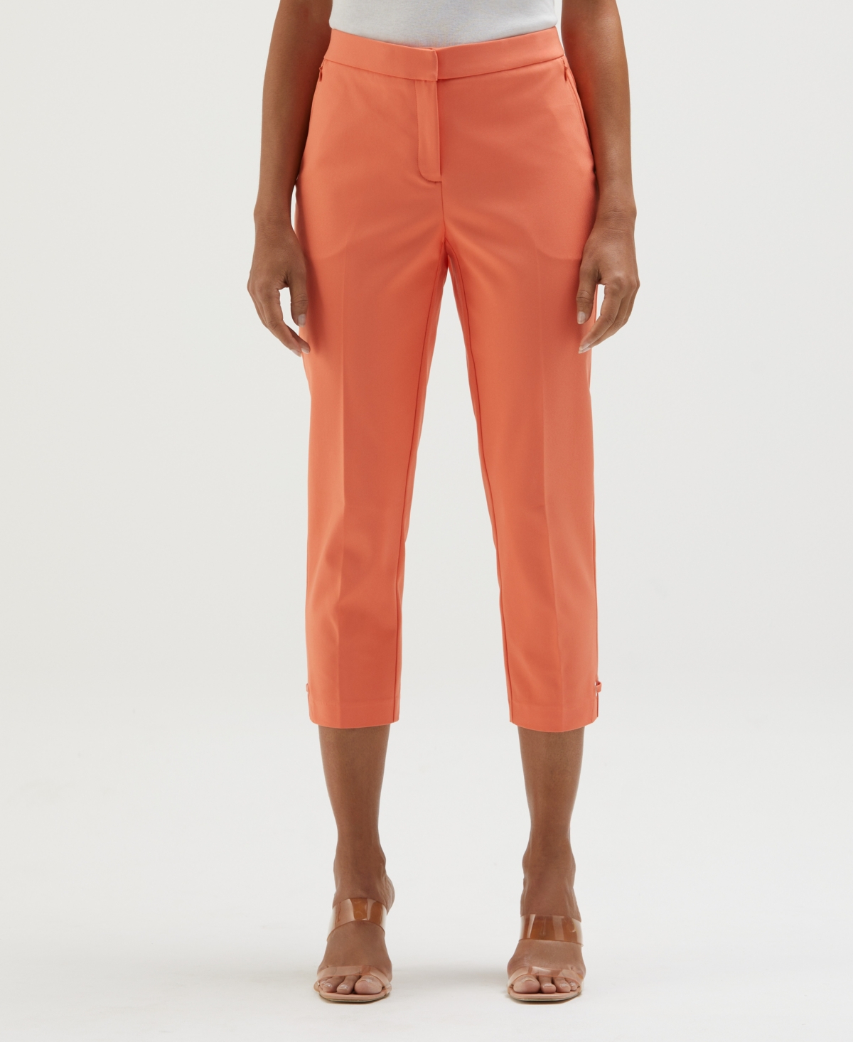 Petite Satin Twill Capri Pull On Pants - Bright Ora
