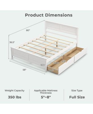 DF, Engineered WoodFull Size Wooden Bed Frame w/ 2 Storage Drawers & Under-bed Storage