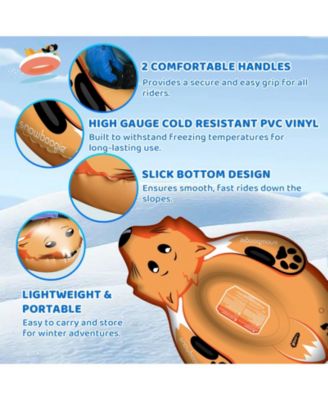 Winter Single Rider Snow Tube, 44" Inflatable Animal Sled, Outdoor Snow Toys with Two Handle