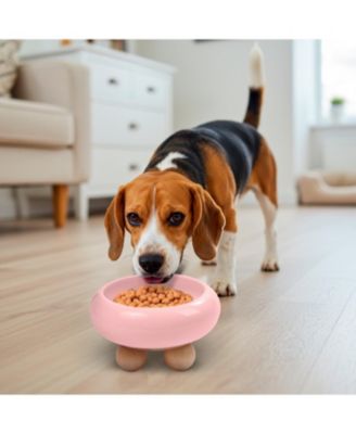 Elevated Bubble Shaped Stoneware Elevated Pet Bowl, Raised Ceramic Food & Water Dish for Dogs and Cats