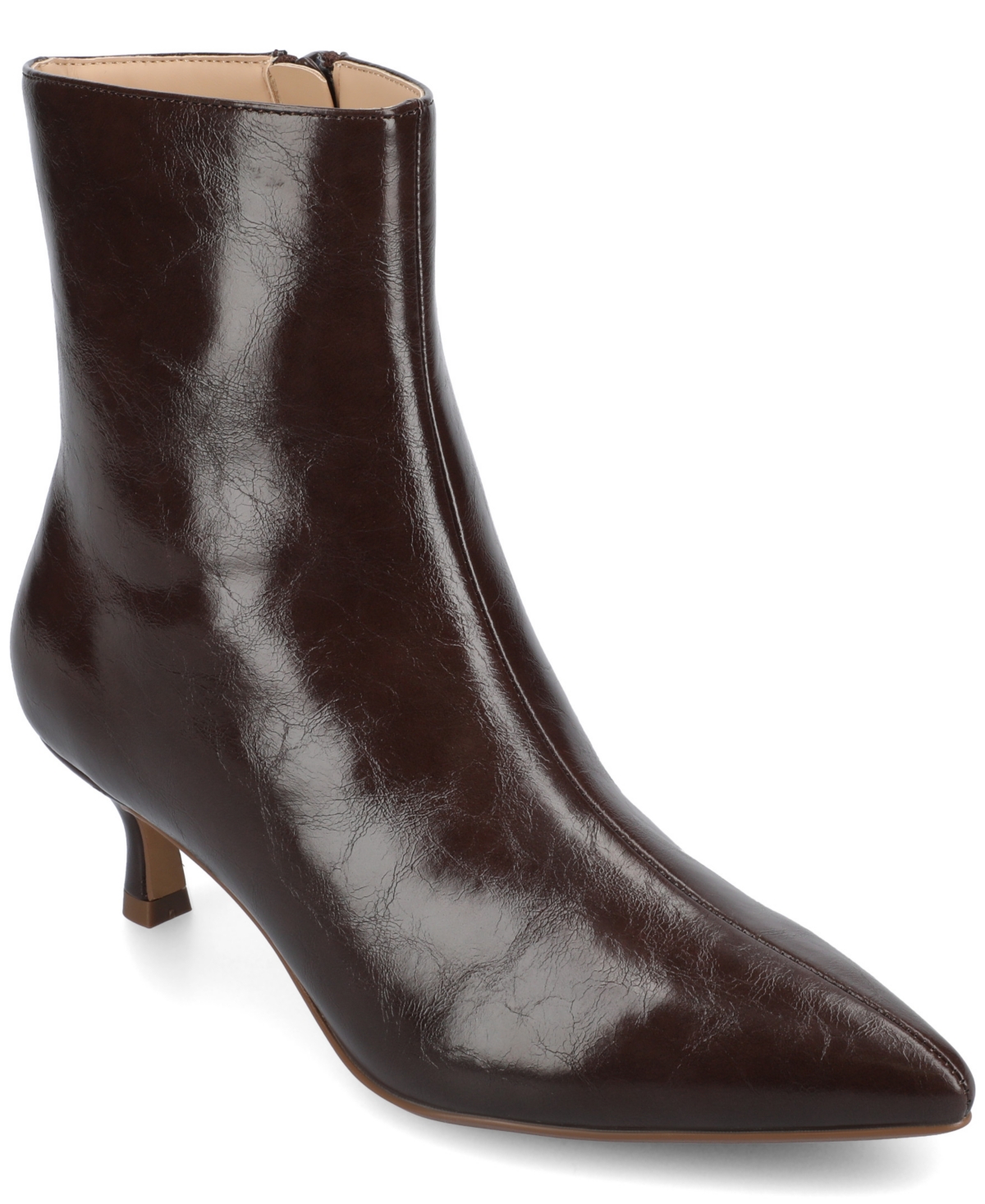 Journee Collection Women's Arely Kitten Heel Pointed Toe Dress Booties In Brown
