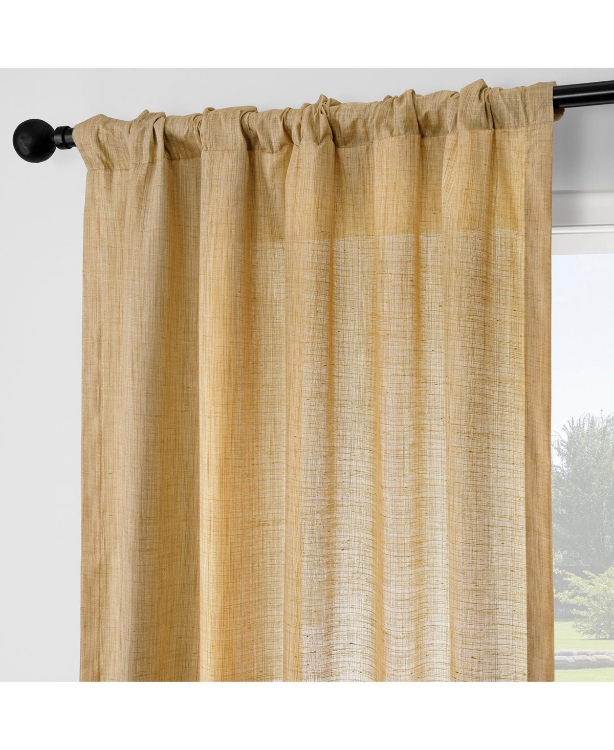 Half Price Drapes Tan Rustic Weave Sheer Linen Curtains (2 Panels) Rod Pocket Window Curtains And Drapes, 50 W X 96 L