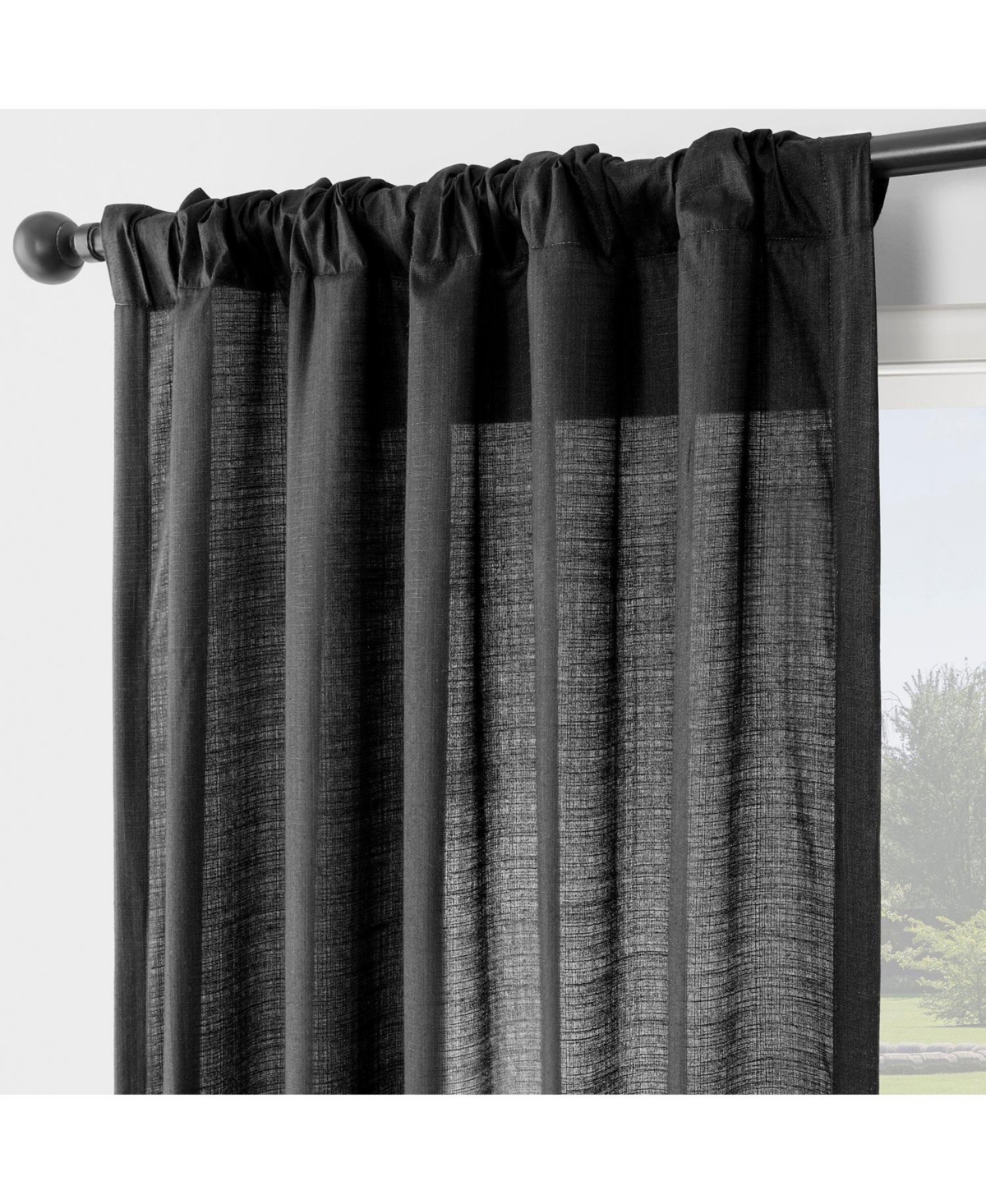 Half Price Drapes Orange Rustic Linen Weave Curtain