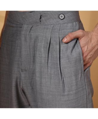 Men's Moon Grey Pleated Relaxed Trousers