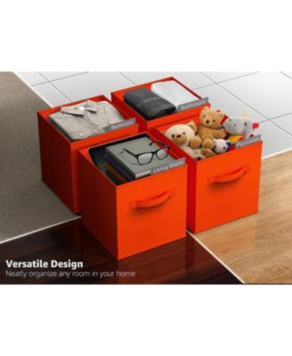 11 Inch Foldable Fabric Storage Cube Bin with Handles - for Organizing Pantry, Closet, Nursery, Playroom, and More
