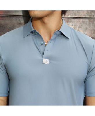Men's Powder Blue Seamless Solid Polo T-Shirt