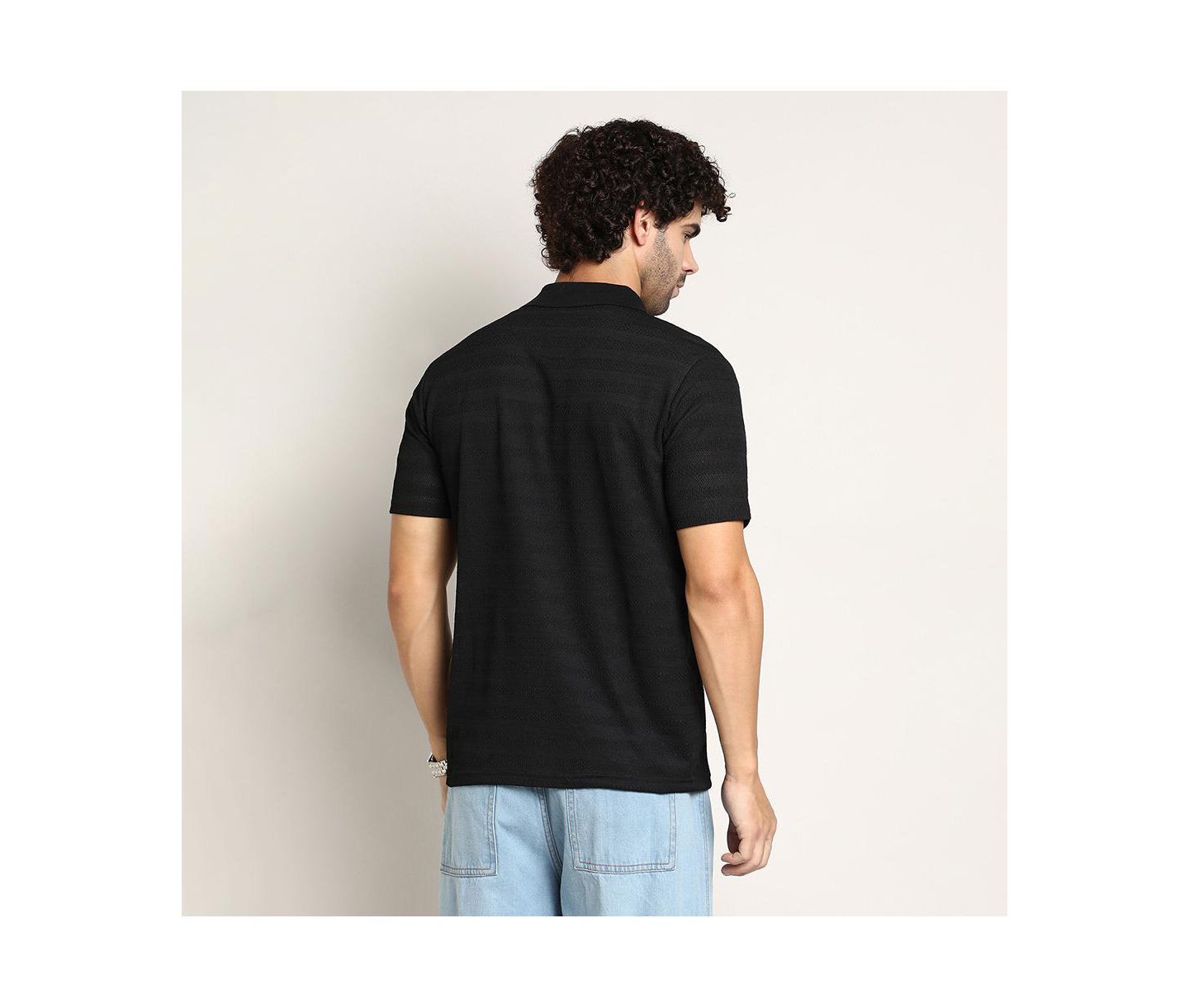 Мужская футболка Cahoot Onyx Black Panel-Tactile Cuban Polo, цвет: Чёрный — фото 5