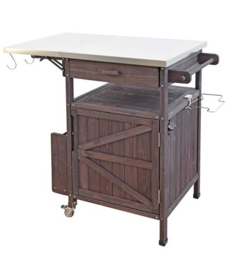Outdoor Grill Cart with Stainless Steel Top & Storage