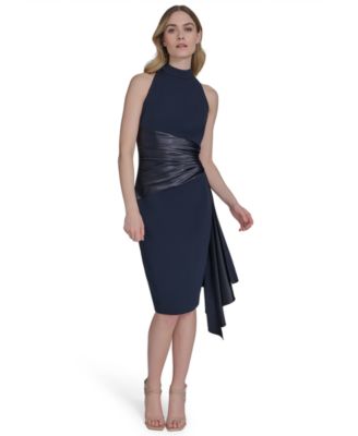 Eliza J - Women's Waist-Wrap Scuba Sleeveless Midi Dress