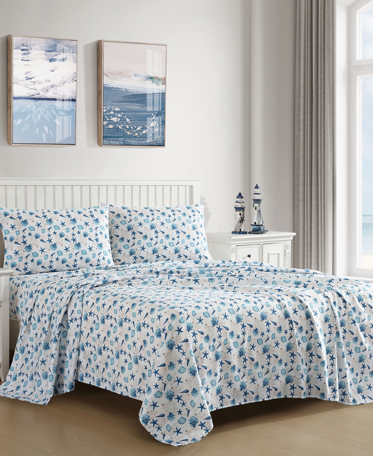 Beatrice Home Fashions Coastal Printed 4-pc. Sheet Set, Queen
