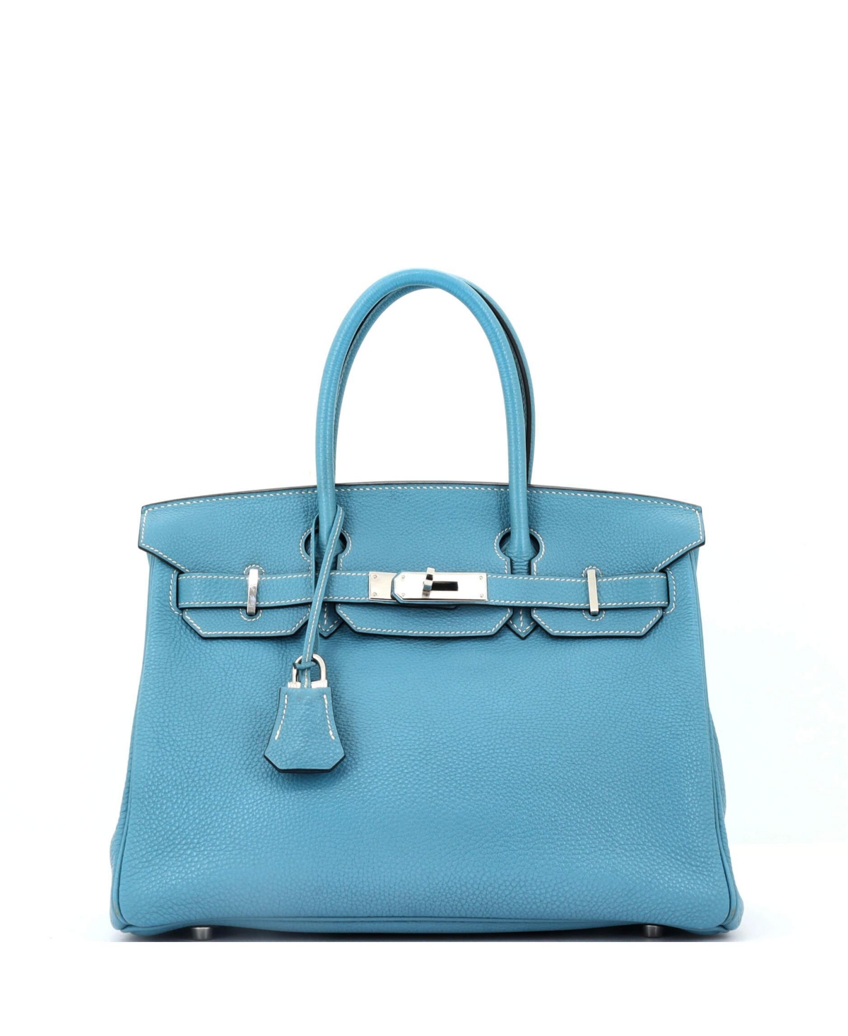 Pre-Owned Hermes Birkin Handbag Blue Togo with Palladium Hardware