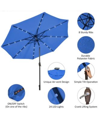 10 Feet Outdoor Patio Umbrella with Bright Solar LED Lights