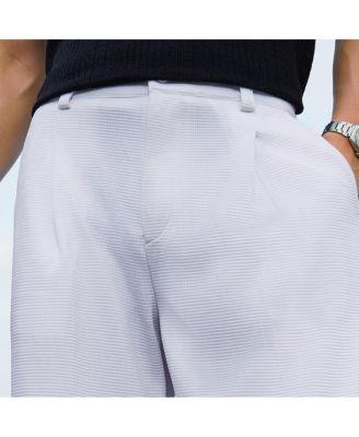 Men's Cream White Straight-Fit Ribbed Trousers