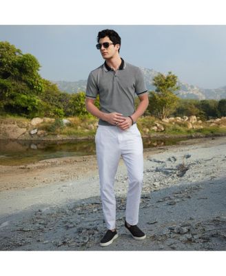 Men's Onyx Black Duo-Hue Knit Polo T-Shirt