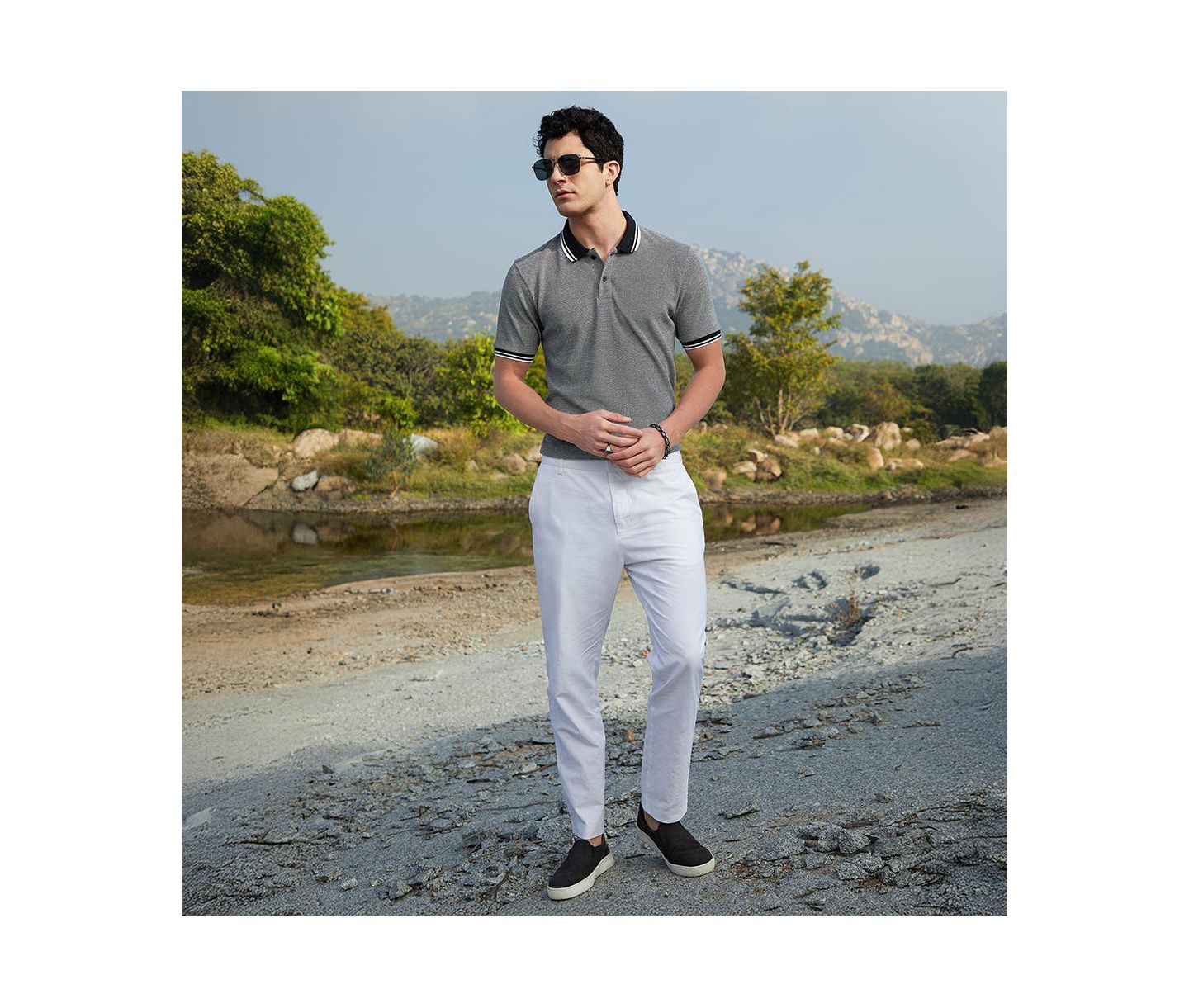 Мужские футболки Cahoot Campus Sutra Onyx Black Duo-Hue Knit Polo, цвет: Чёрный — фото 3