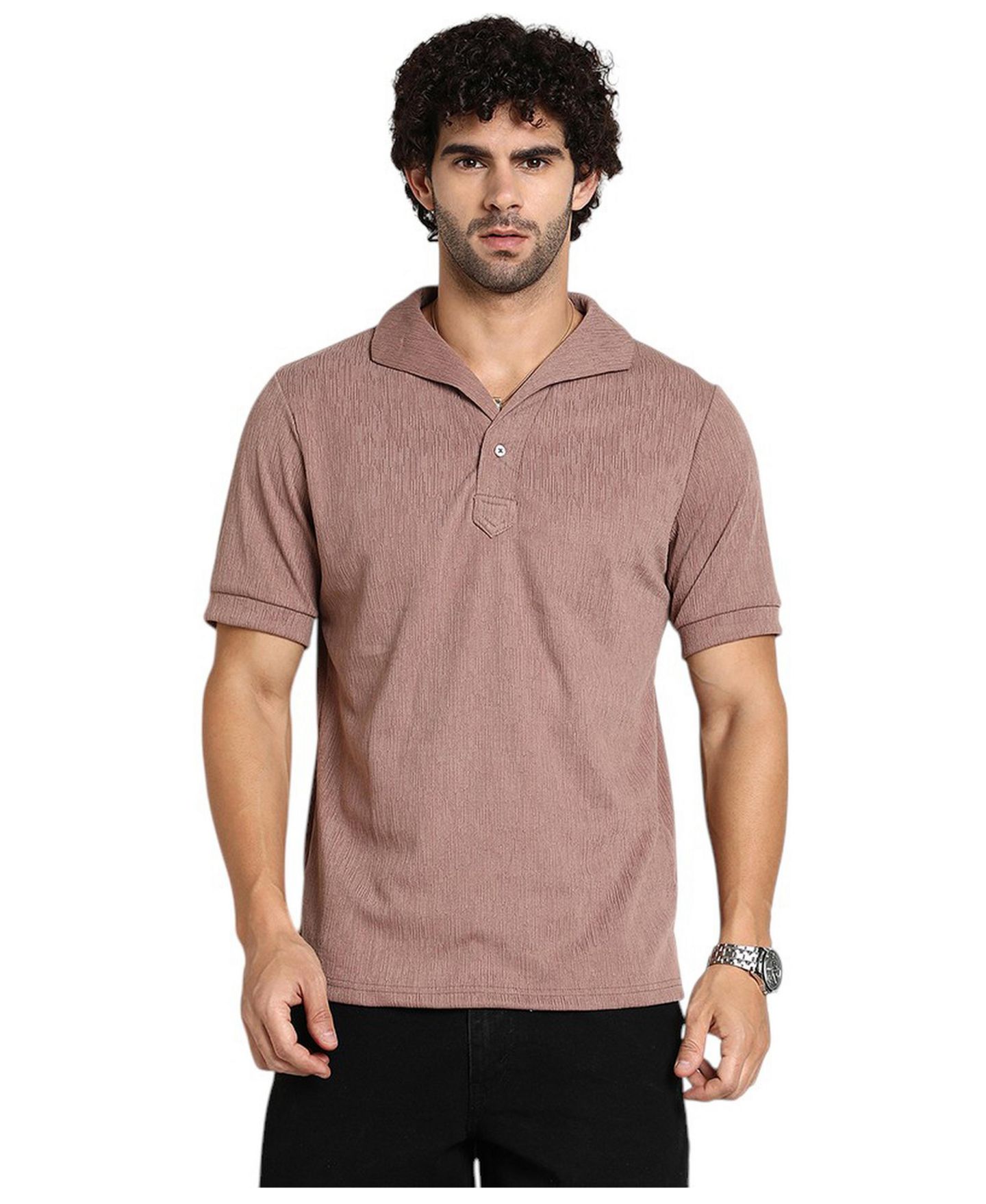 Мужская футболка Cahoot Pastel Brown Tactitle Spread-Polo, цвет: Коричневый — фото 1